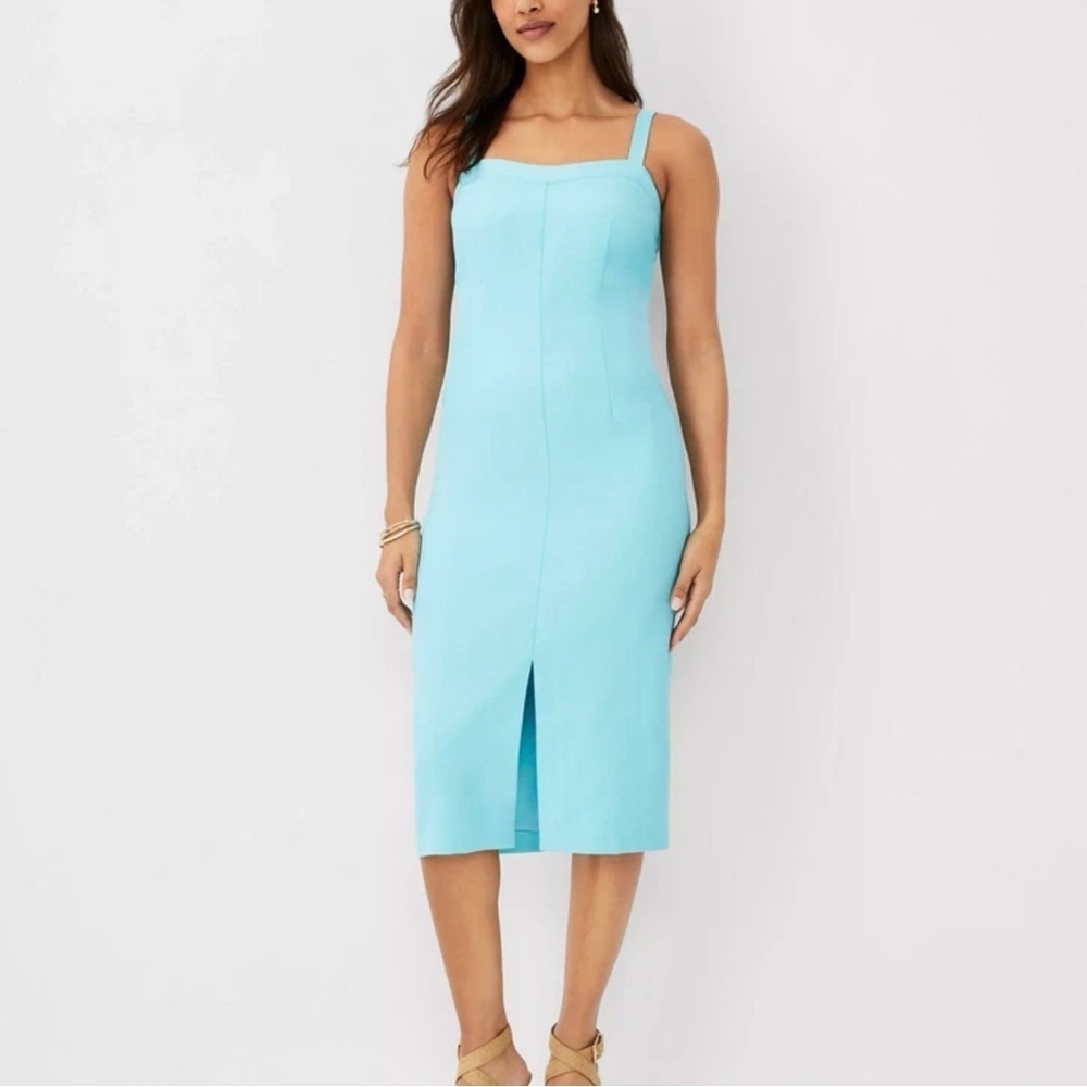 NWT Ann Taylor โSweetheart Neck Sleek Sheath Dressโ in โAqua Popโ Size 14